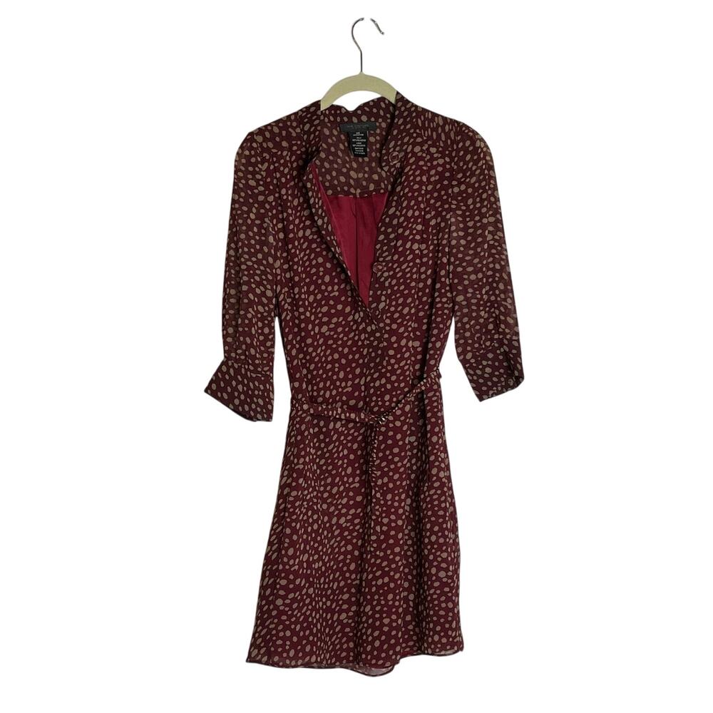 MM Couture by Miss Me Burgundy Maroon w Polka Dot Dress-Size XS